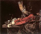 Famous Drinking Paintings - Still Life with Drinking-Horn, Lobster and Glasses